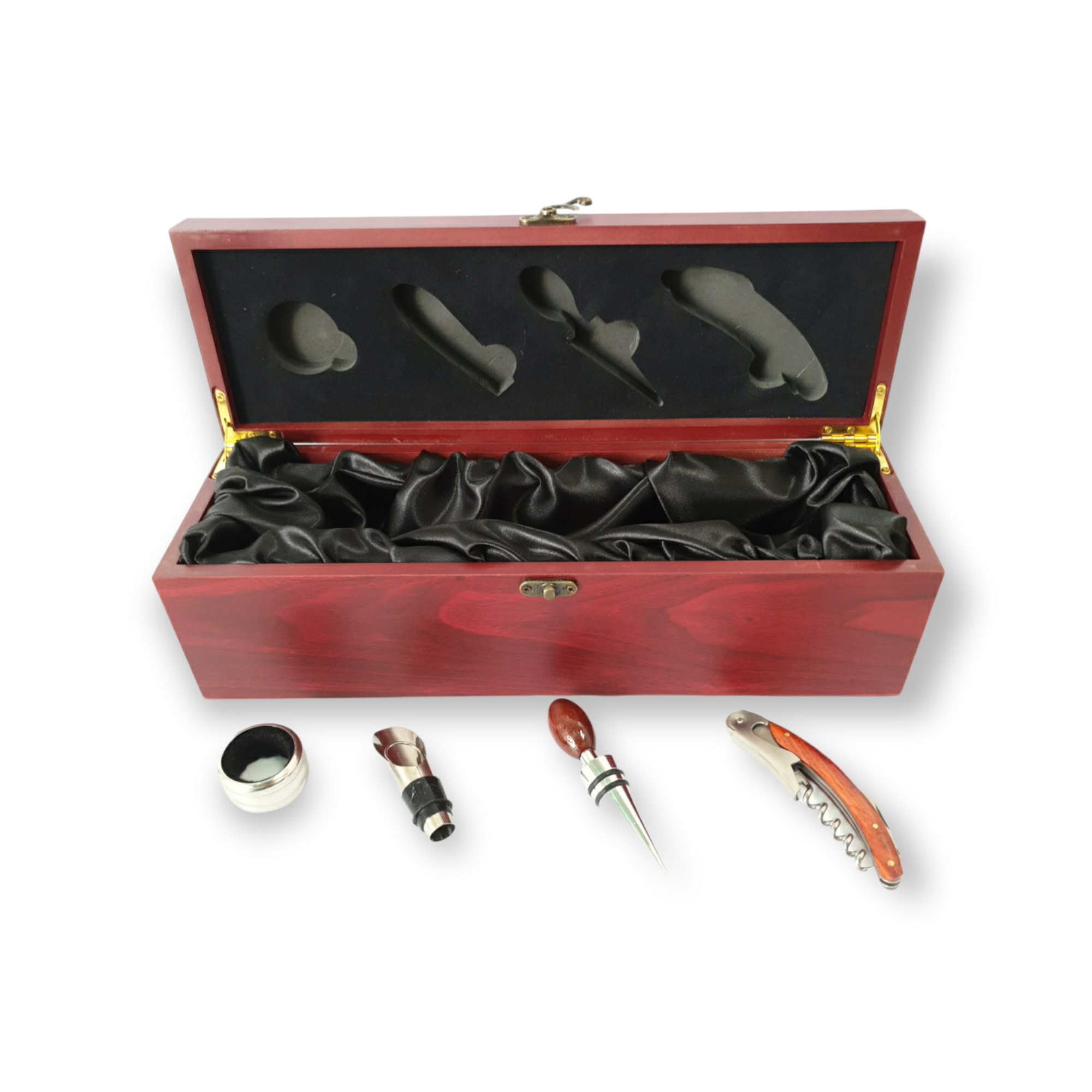 Caja De Madera Para Botella De Vino Set 4 Piezas