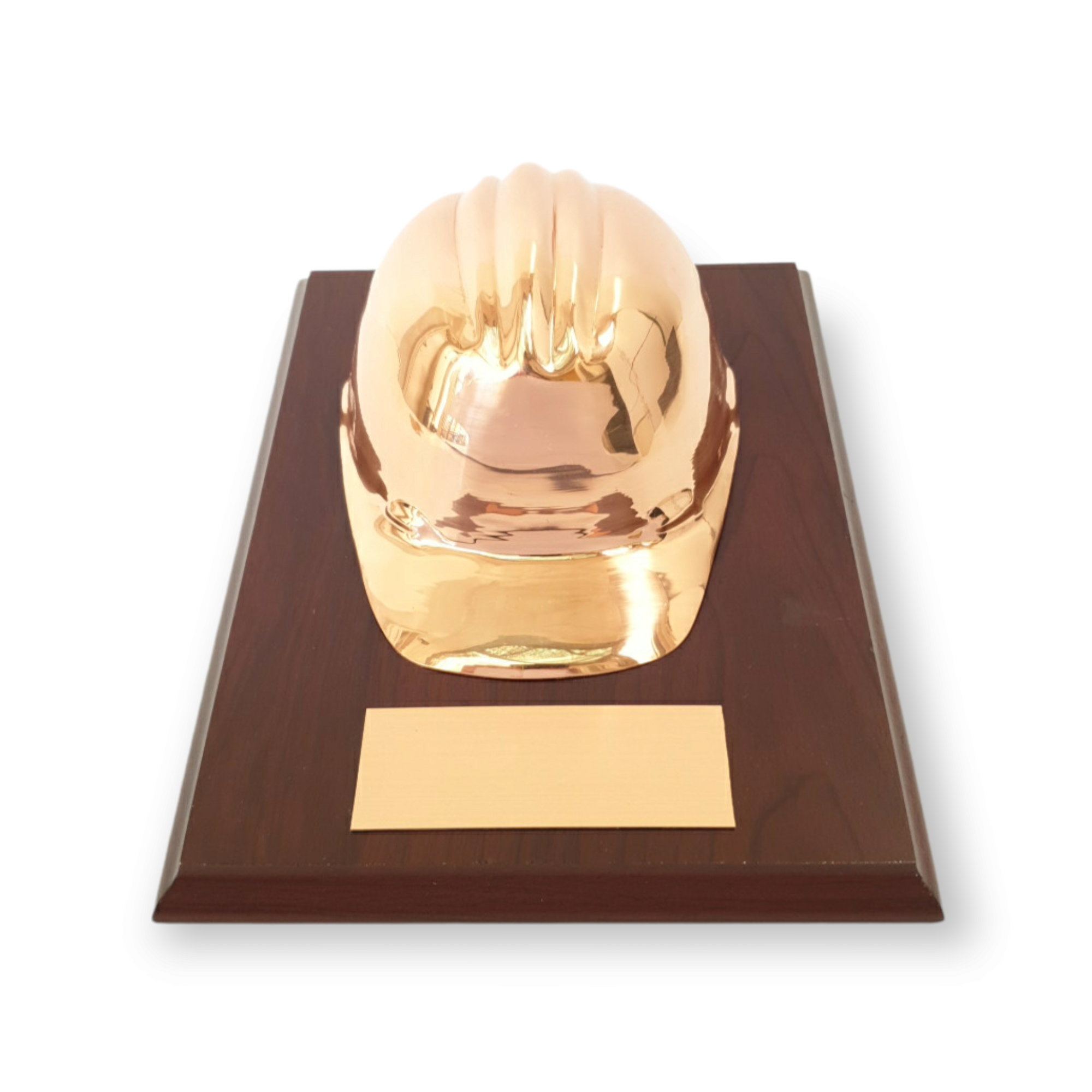 Casco Minero De Cobre, Base De Madera, Placa  Grabada