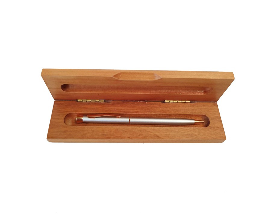 New Productlápiz Plateado Con Aplicaciones Color Cobre En Caja De Raulí