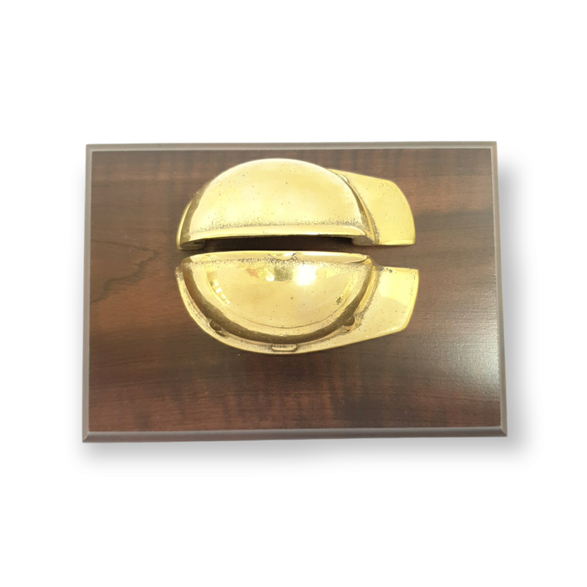 Portacartas Casco Minero De Bronce, Base Madera.