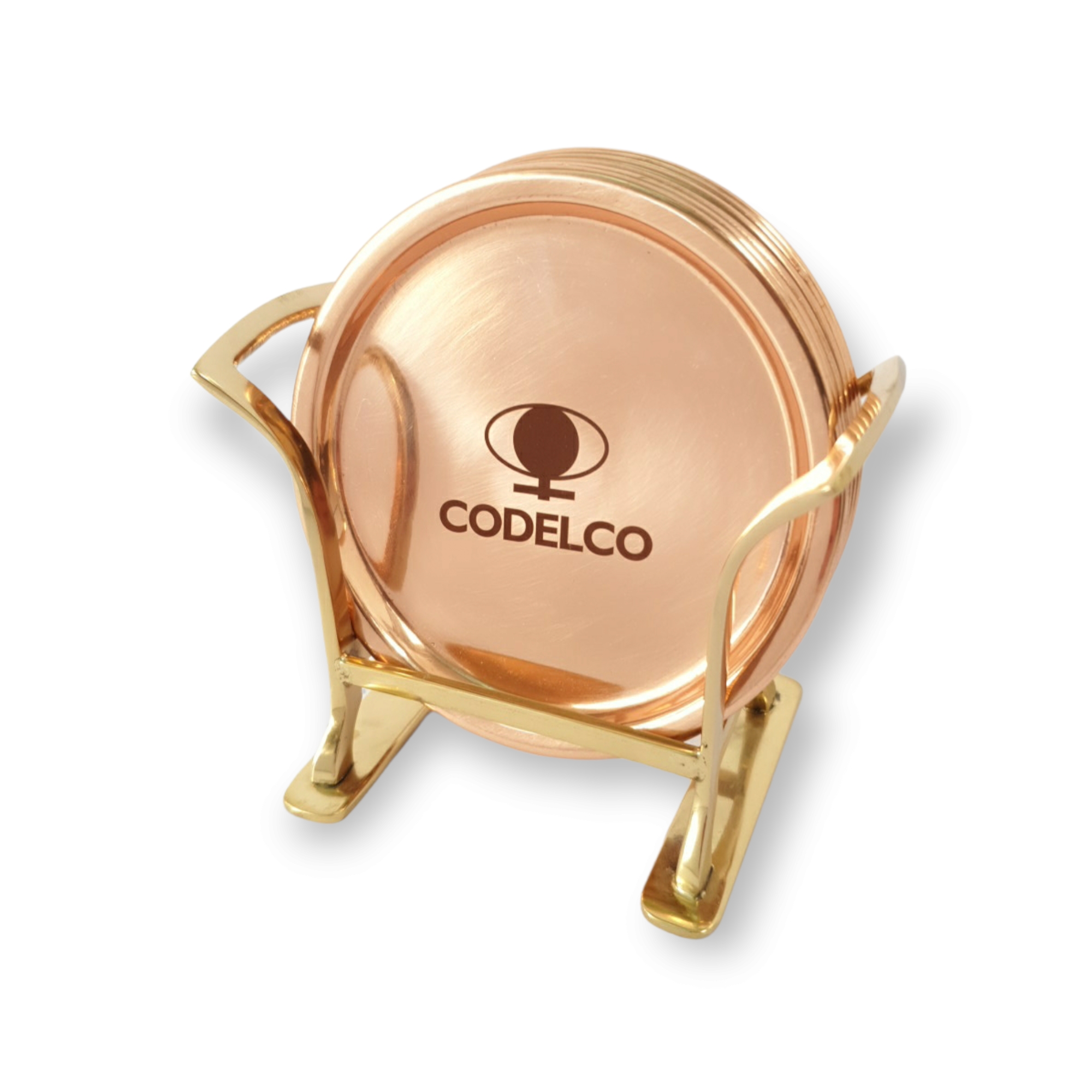 Posavasos De Cobre Con Soporte De Bronce Set 6 Unid. Plato De 11 Cm