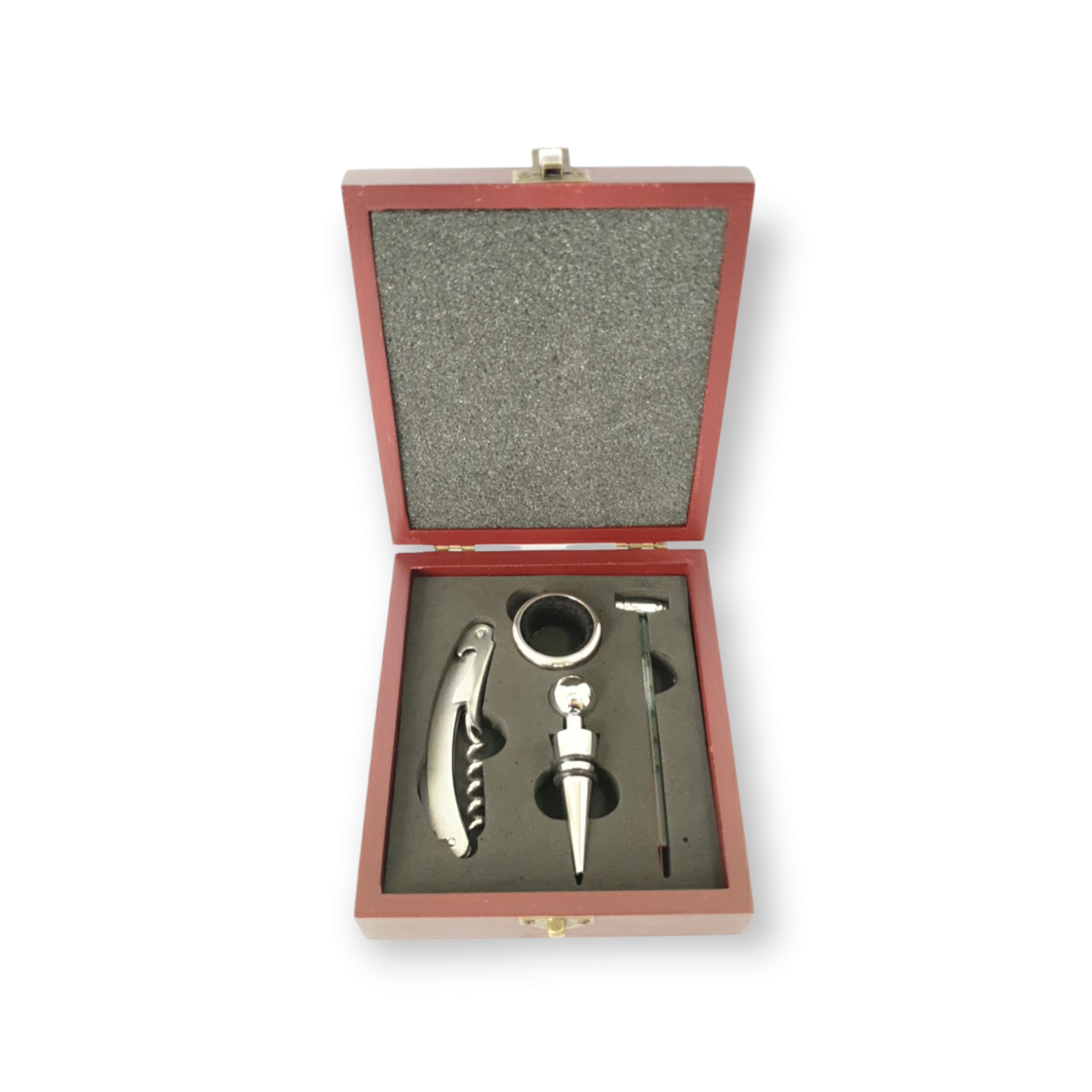 Set Para Vino Caja De Madera 4 Piezas