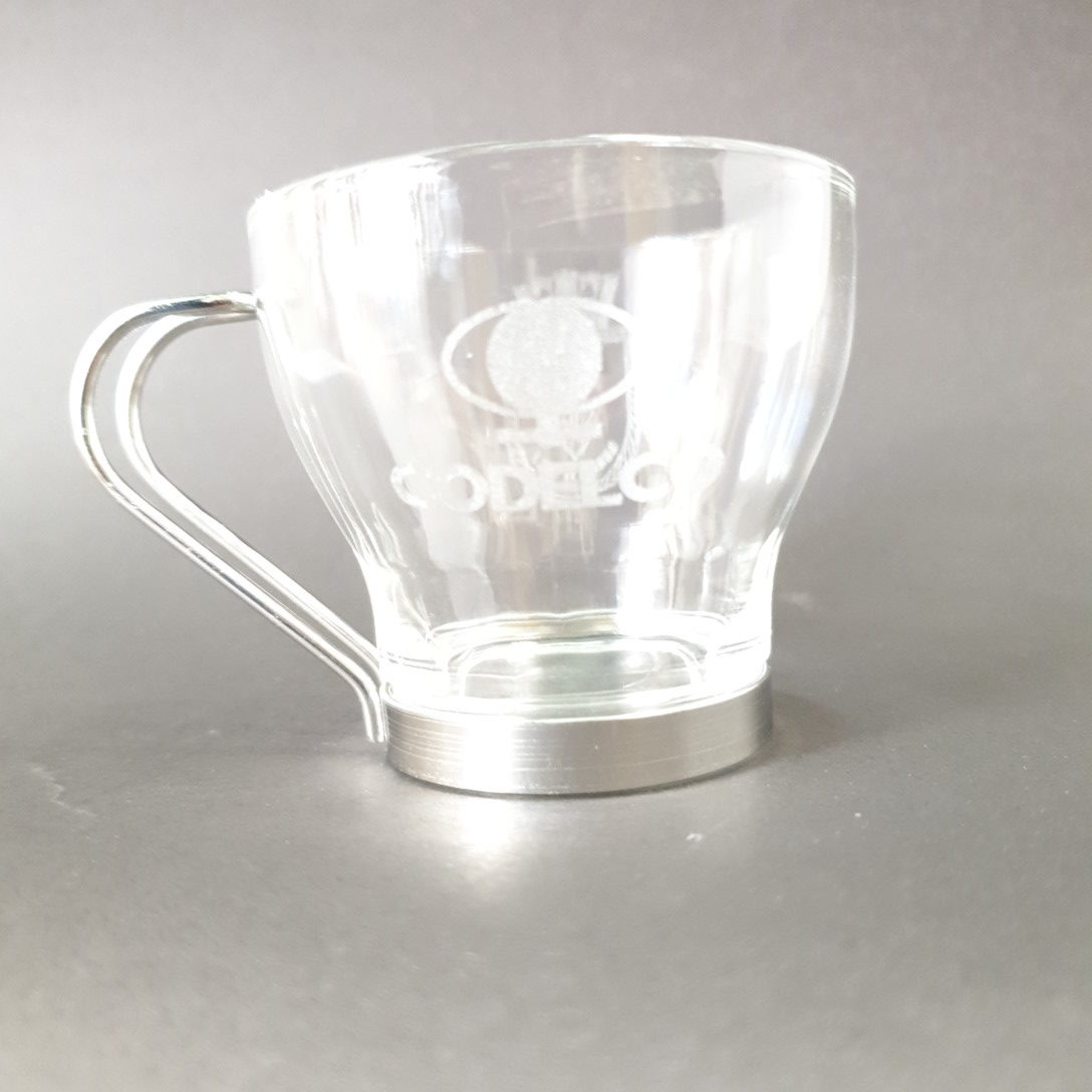 Taza De Café Con Base Metalica Logo Grabado Laser