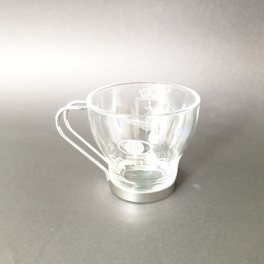 Taza De Café Con Base Metalica Logo Grabado Laser