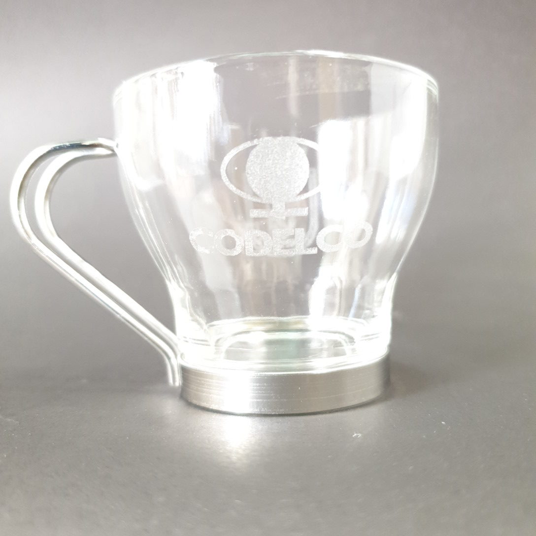 Taza De Café Con Base Metalica Logo Grabado Laser
